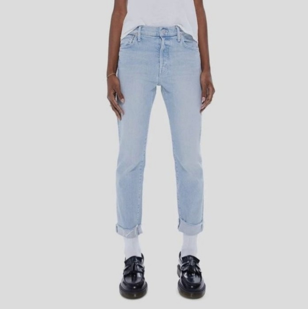 MOTHER The Scrapper Cuff Ankle Fray Jeans (Lonely Hearts Club), Size 27